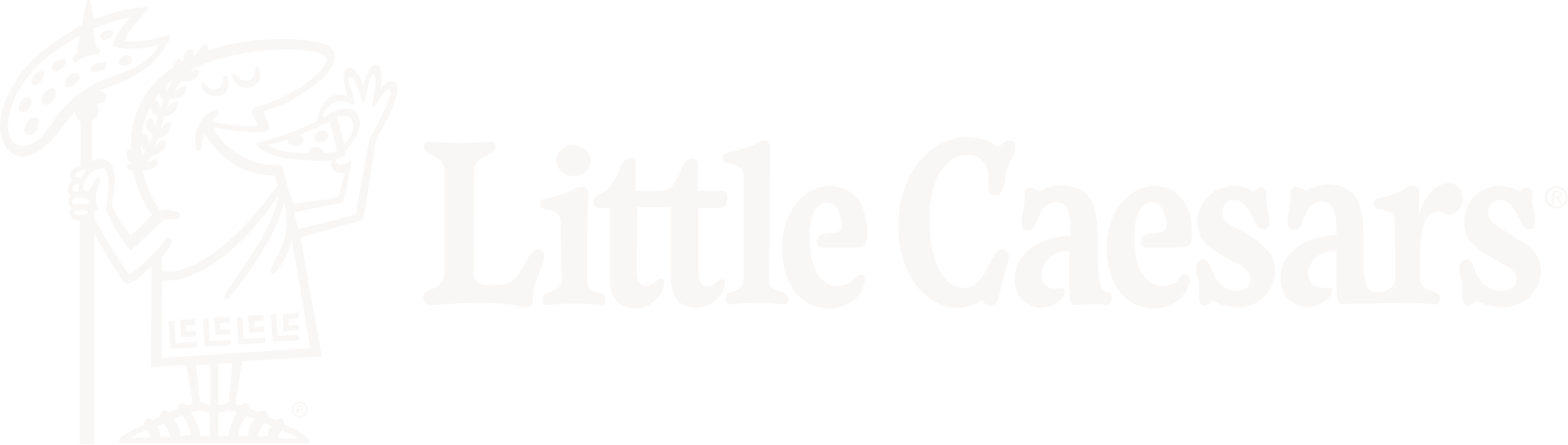 Little Caesars pizza logo featuring a cartoon Roman emperor and the brand name.