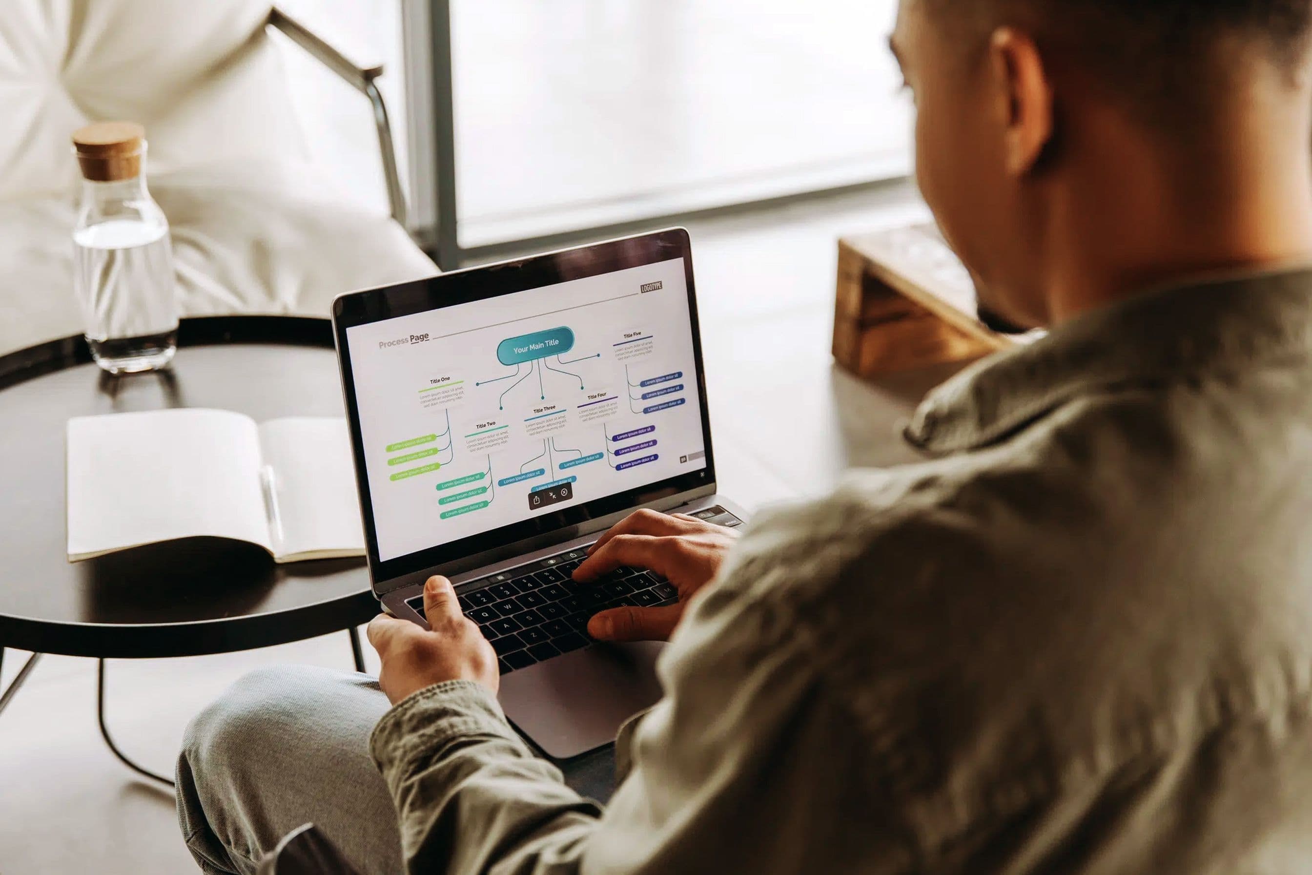 A man doing work on his computer.