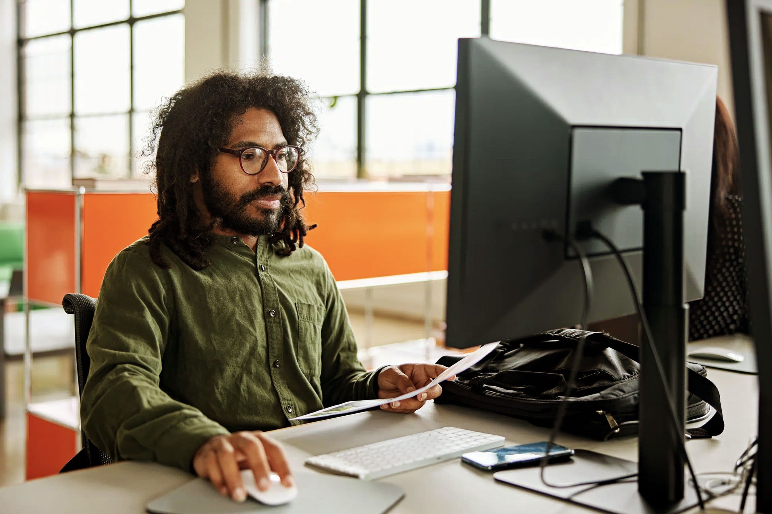 A man working on his computer.